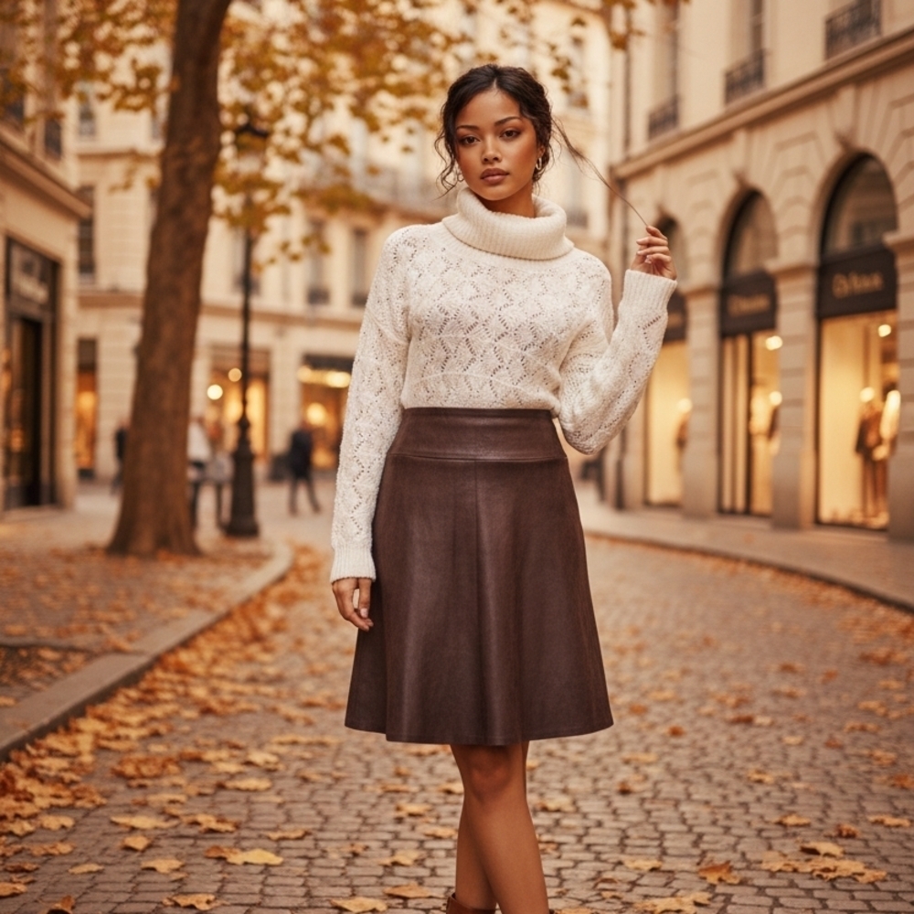 Elegant Brown A-Line Skirt